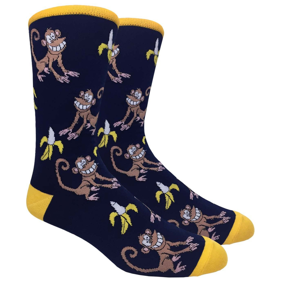 Smiling Hungry Monkey with Banana Socks (Adult Large), Monkey Banana