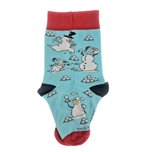 Snowman Snowball Fight Socks from the Sock Panda (Adult Large)