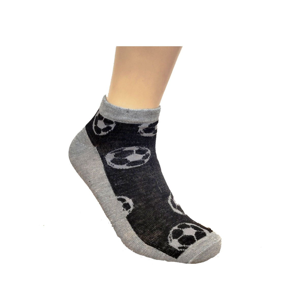 Soccer Ball Ankle Socks (Adult Large - Men's Shoe Sizes 8-12), Soccer Gray Ankle