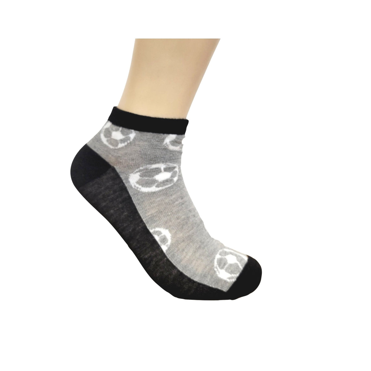 Soccer Ball Ankle Socks (Adult Large - Men's Shoe Sizes 8-12), Soccer Black Ankle