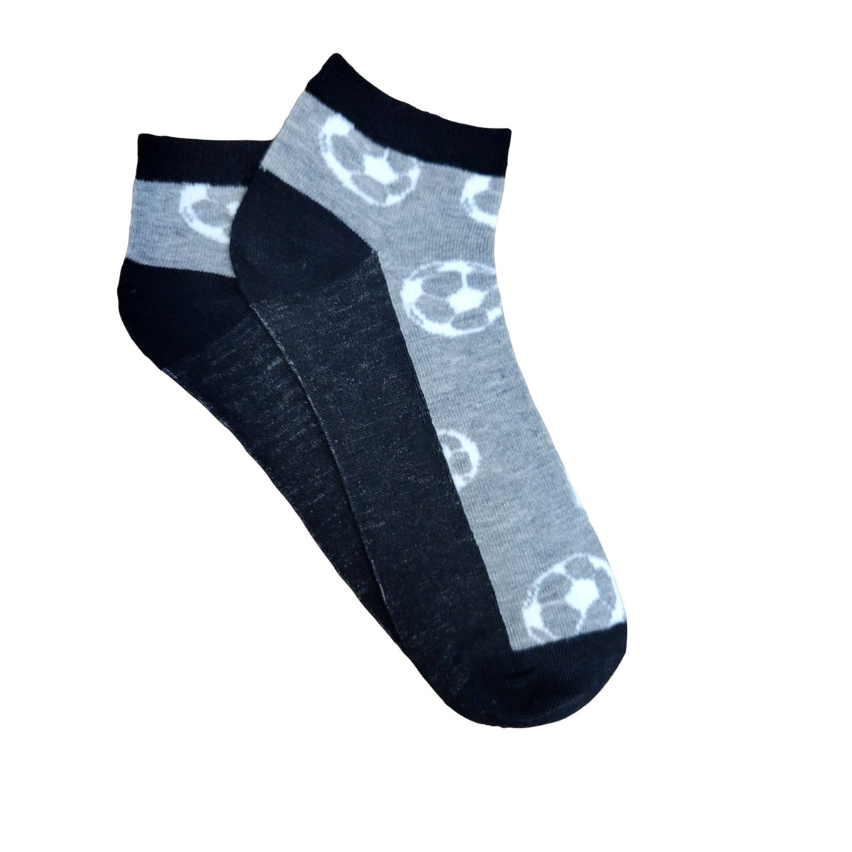 Soccer Ball Ankle Socks (Adult Large - Men's Shoe Sizes 8-12), Soccer Black Ankle