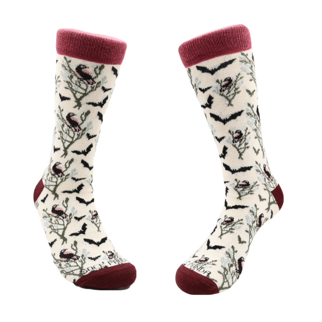 Sophisticated Bat & Birds Socks - (Adult Medium - Women's Shoe Sizes 5-10), Bat and Birds