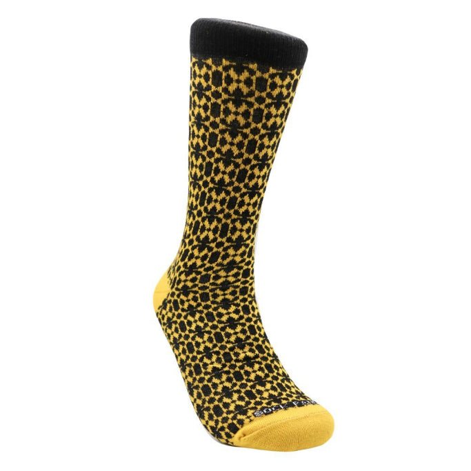 Sophisticated Mustard Yellow and Black Patterned Office Socks (Adult Medium - Women's Shoe Sizes 5-10), Yellow and Black