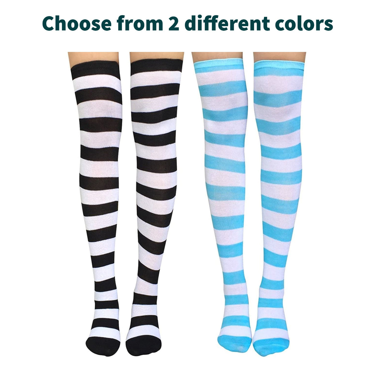 Striped Patterned Socks (Thigh High), BLuWThighMd
