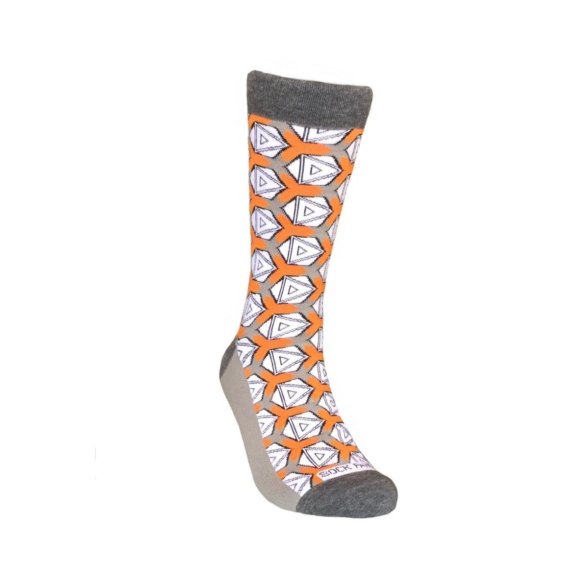 Stylish and Unique Orange & Grey Geometric Socks, Orange Argyle