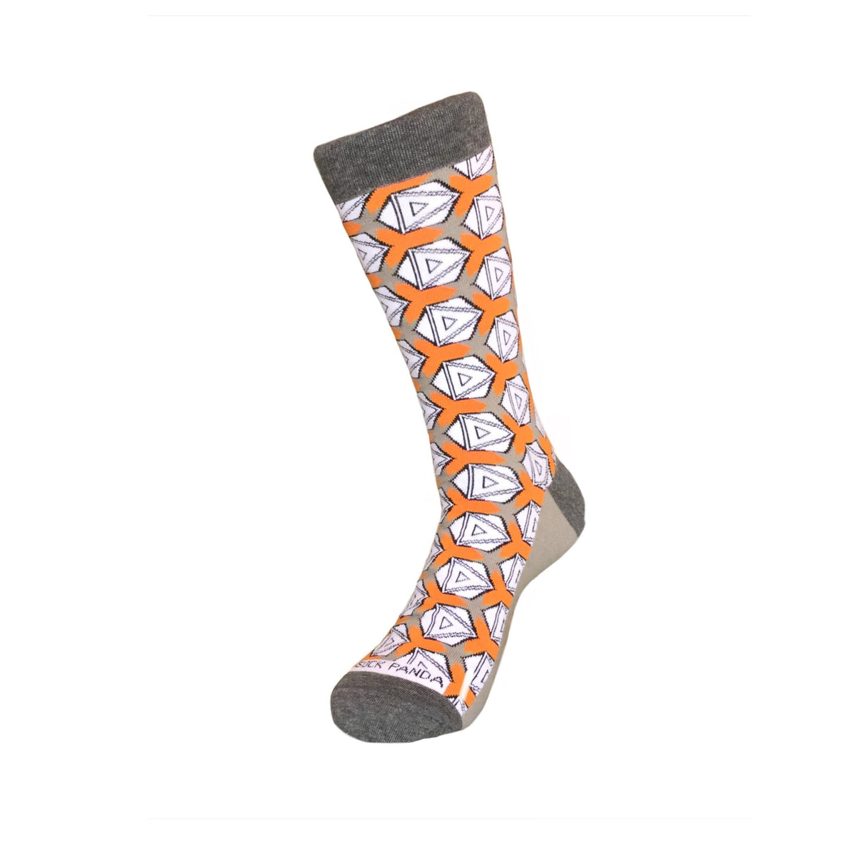 Stylish and Unique Orange & Grey Geometric Socks, Orange Argyle