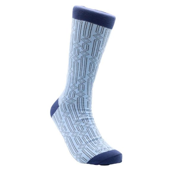 Stylish Blue Rectangle Diamond Socks (Adult Large - Men's Shoe Sizes 8-12), Blue Rectangle