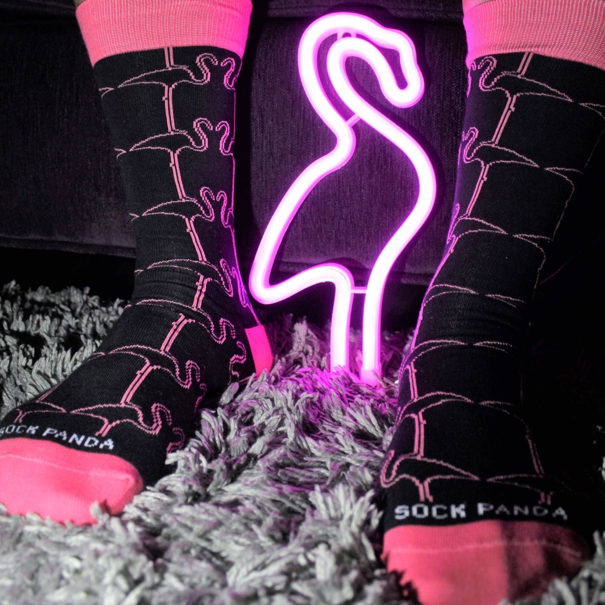 Stylish Flamingo Pattern Socks from the Sock Panda (Adult Large), FlamingoGreen