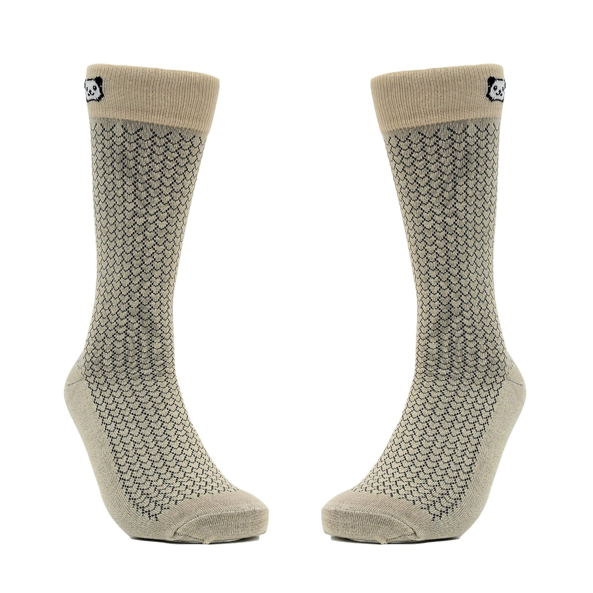 Stylish Khaki with Black Patterned Socks from the Sock Panda (Two Sizes), Khaki-Man
