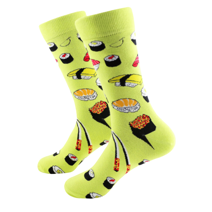 Sushi Socks Crew from the Sock Panda (Adult Large - Men's Shoe Sizes 8-12), Lime Sushi Large