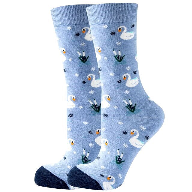 Swan Patterned Socks from the Sock Panda (Adult Medium - Women's Shoe Sizes 5-10), SwanPattMd