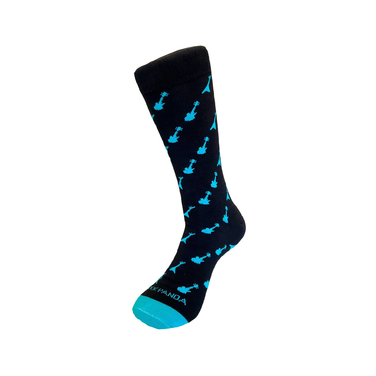 Teal and Black Guitar Patterned Socks from the Sock Panda, TealGuitar