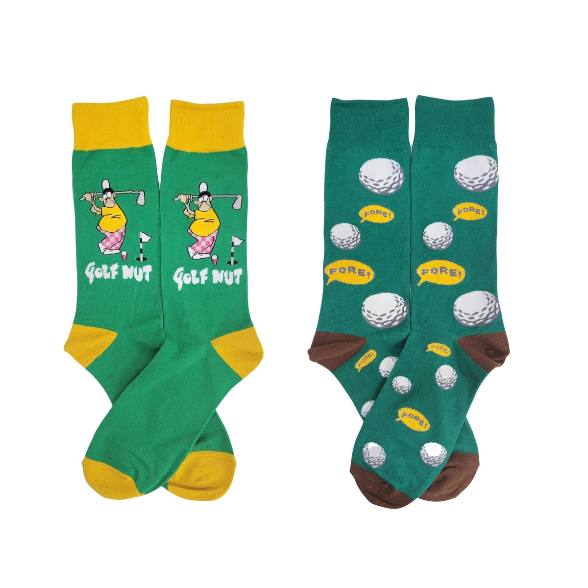 The Golf Nut Set of Socks (Two Pairs) for the Avid Golfer, Golf Nut Set
