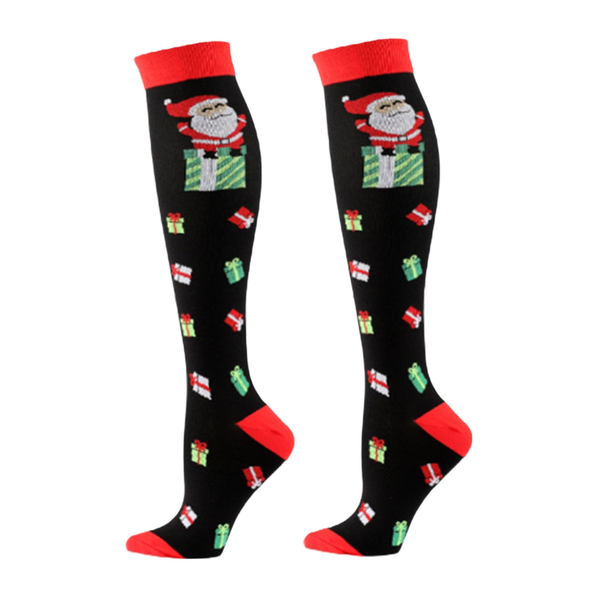 The Santa Gift Knee High (Compression Socks), SantaGiftCompLg