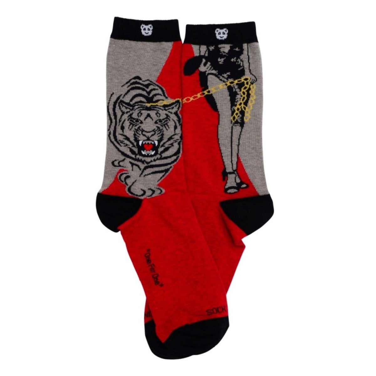 Tiger of a Leash Sock from the Sock Panda (Adult Medium - Women's Shoe Sizes 5-10), Tiger on a Leash