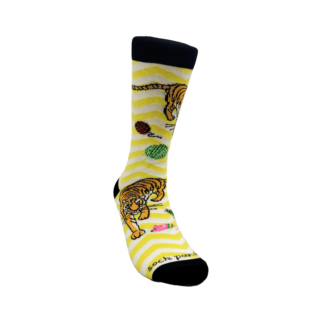 Tiger Playing with Toys Socks from the Sock Panda (Adult Medium - Women's Shoe Sizes 5-10), TigerMd