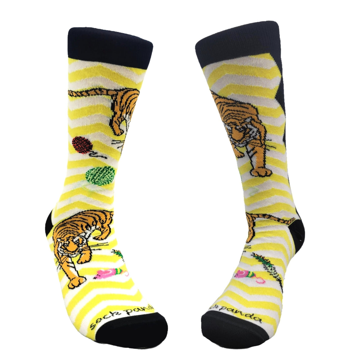 Tiger Playing with Toys Socks from the Sock Panda (Adult Medium - Women's Shoe Sizes 5-10), TigerMd
