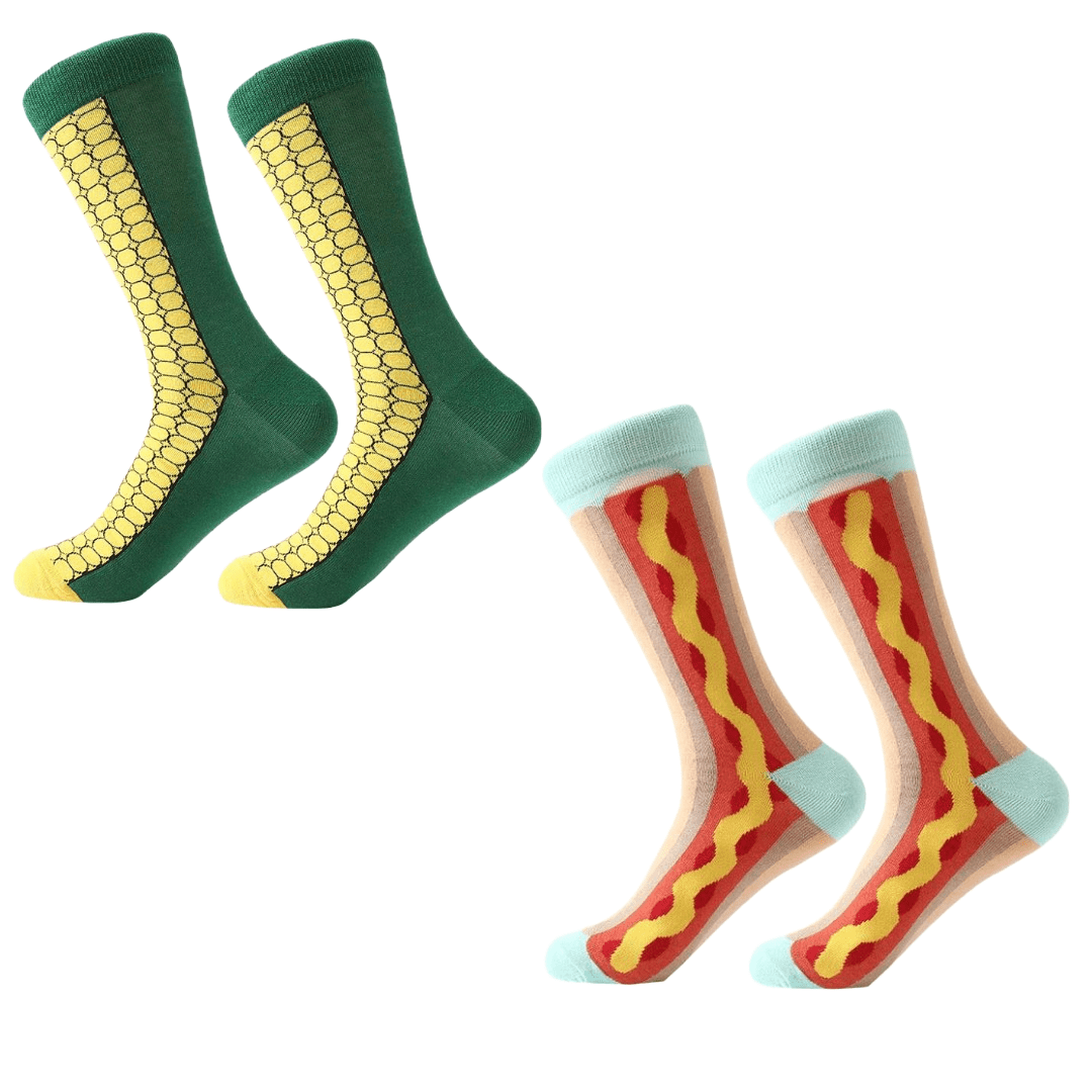 Two Pack of Outdoor Grill Picnic (Hot Dog and Corn on the Cob) Socks from the Sock Panda, Picnic Set