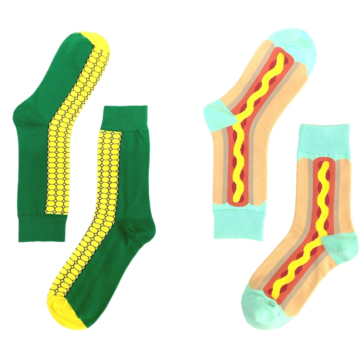 Two Pack of Outdoor Grill Picnic (Hot Dog and Corn on the Cob) Socks from the Sock Panda, Picnic Set
