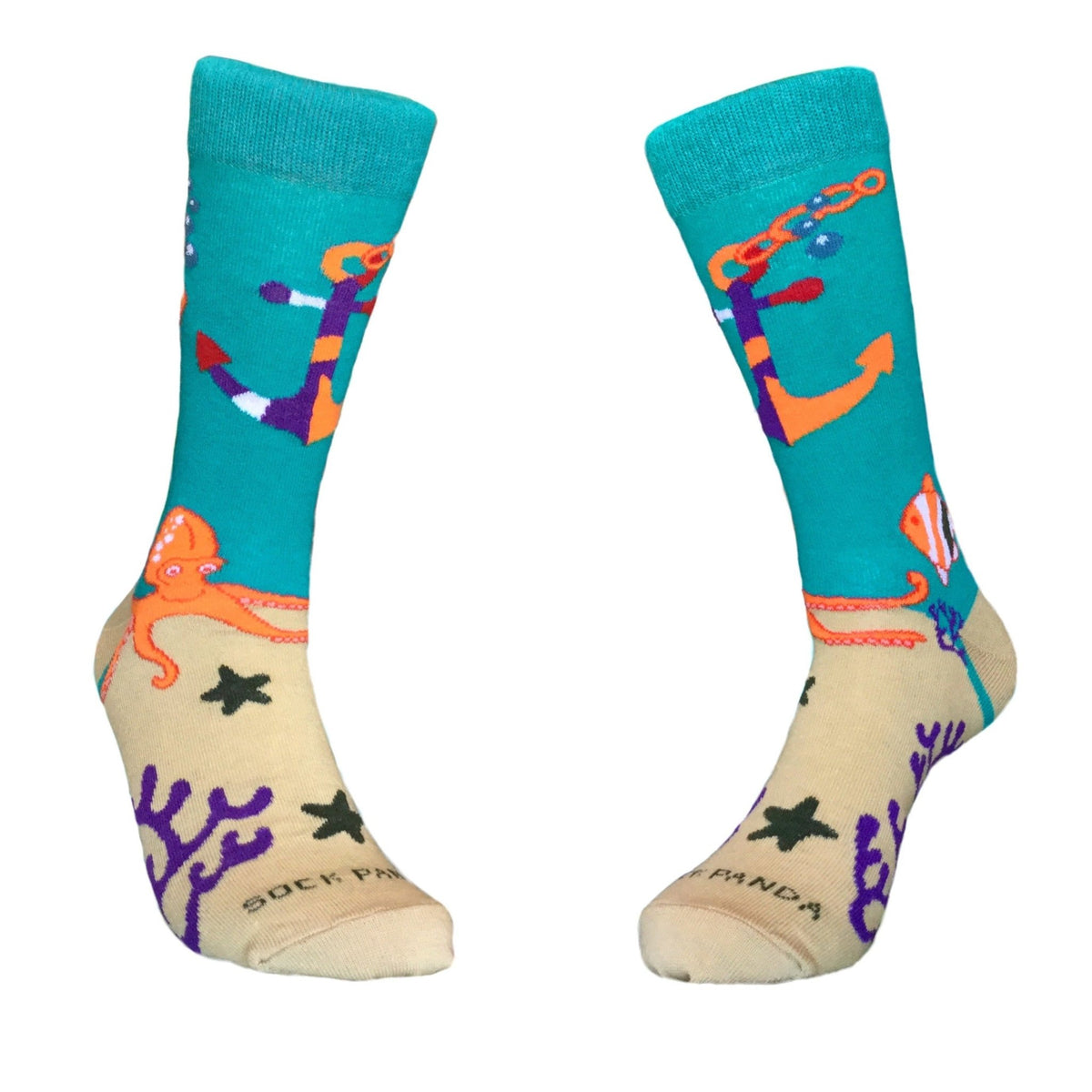 Under the Sea Anchor and Octopus Socks from the Sock Panda, Lg-Anchor-Oct