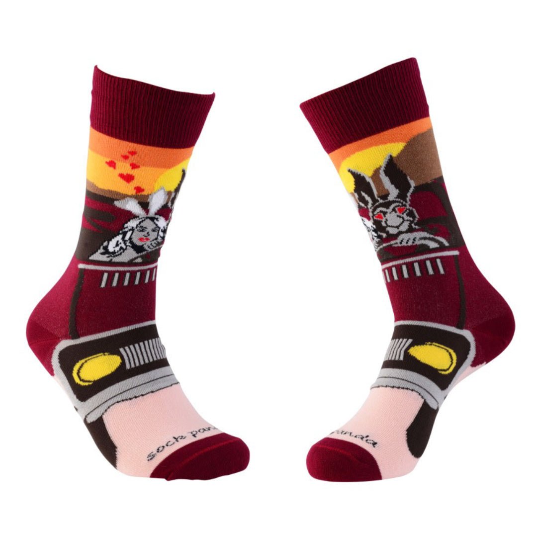 Wild Love Rabbits Socks (Adult Medium - Women's Shoe Sizes 5-10), Love Bunny Ld