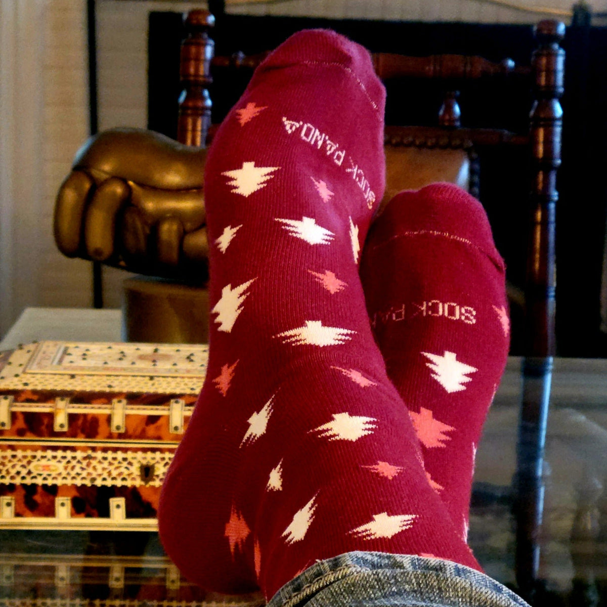 Winter Holiday Tree Patterned Socks from the Sock Panda, VinoTreeLg