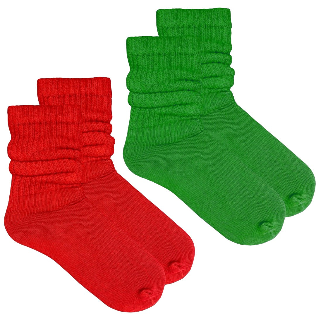 Slouch Socks (Adult Medium) - Christmas Colors (2-Pack)