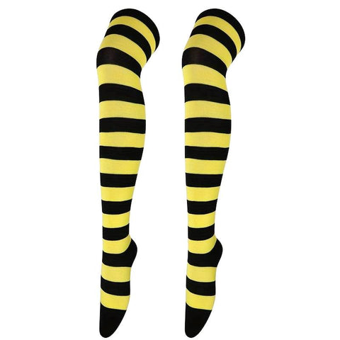 Striped Patterned Socks (Thigh High) Yellow and Black