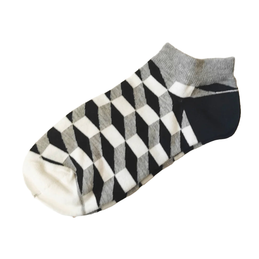 Three Dimensional Geometric Pattern Ankle Socks (Adult Medium - Women's Shoe Sizes 5-10)