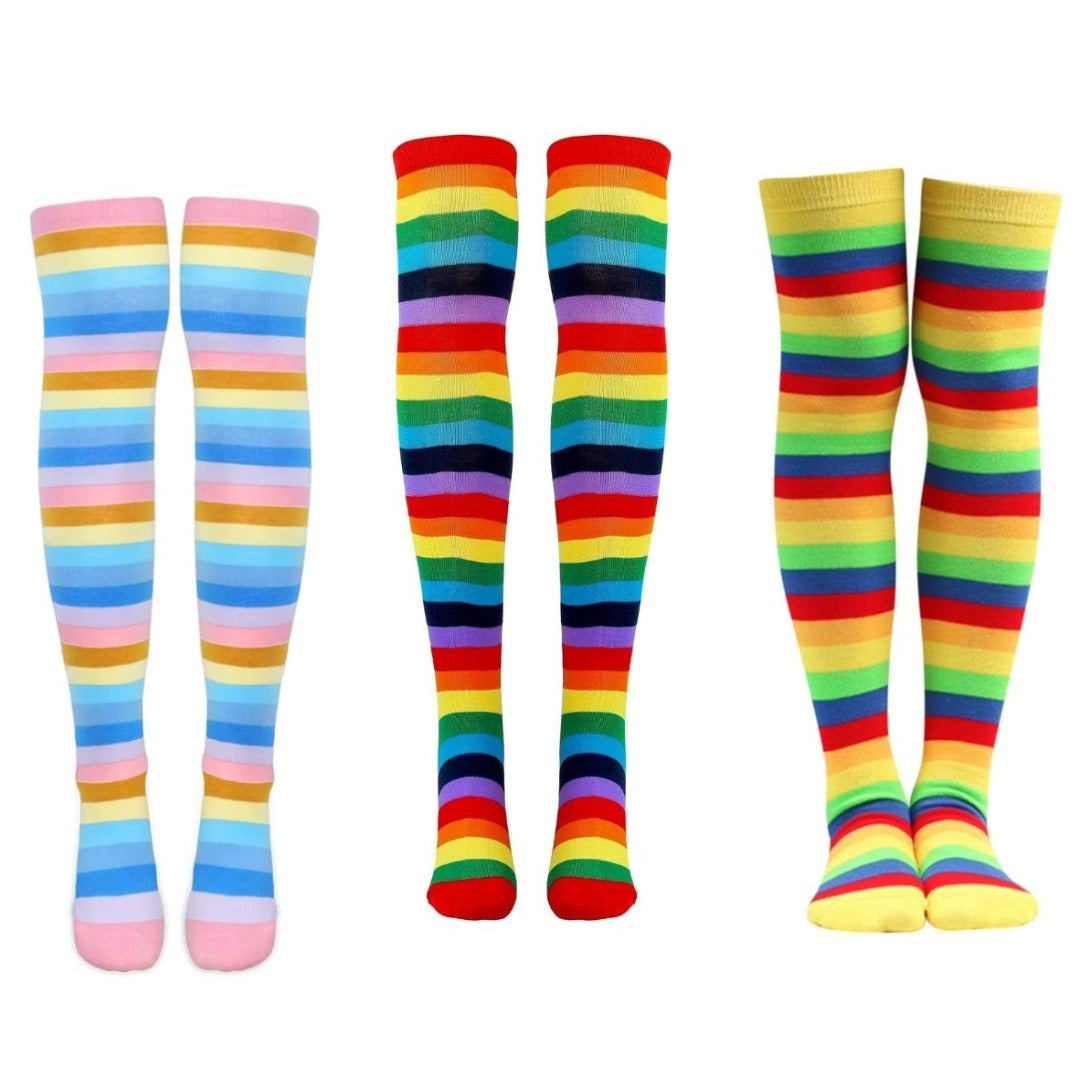 Rainbow Stripe Pattern Socks from the Sock Panda (Thigh High) - 3 Pack
