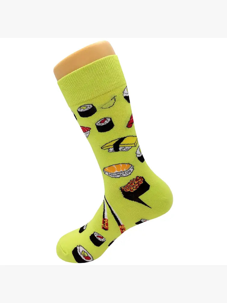 Sushi Socks Crew from the Sock Panda (Adult Large - Men's Shoe Sizes 8-12)