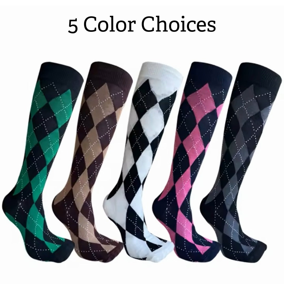 Black and White Argyle Socks from the Sock Panda (Knee High)