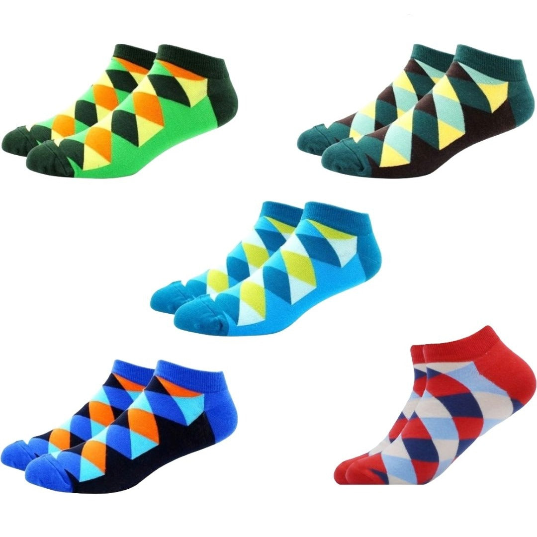 Colorful Argyle Ankle Socks (Adult Large - Men's Shoe Sizes 8-12) from the Sock Panda