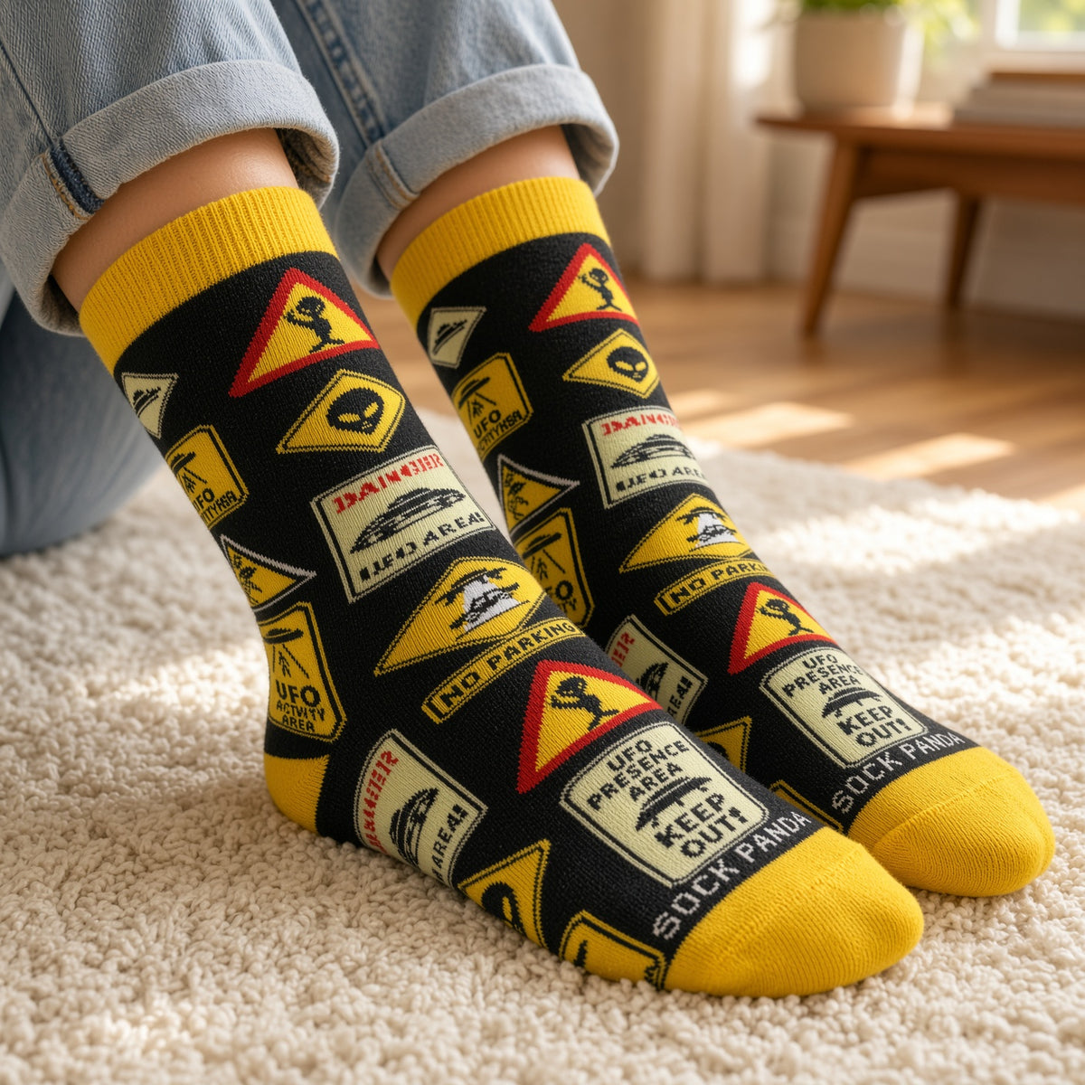 Alien Roadside Signs Socks from the Socks Panda (Adult Small)