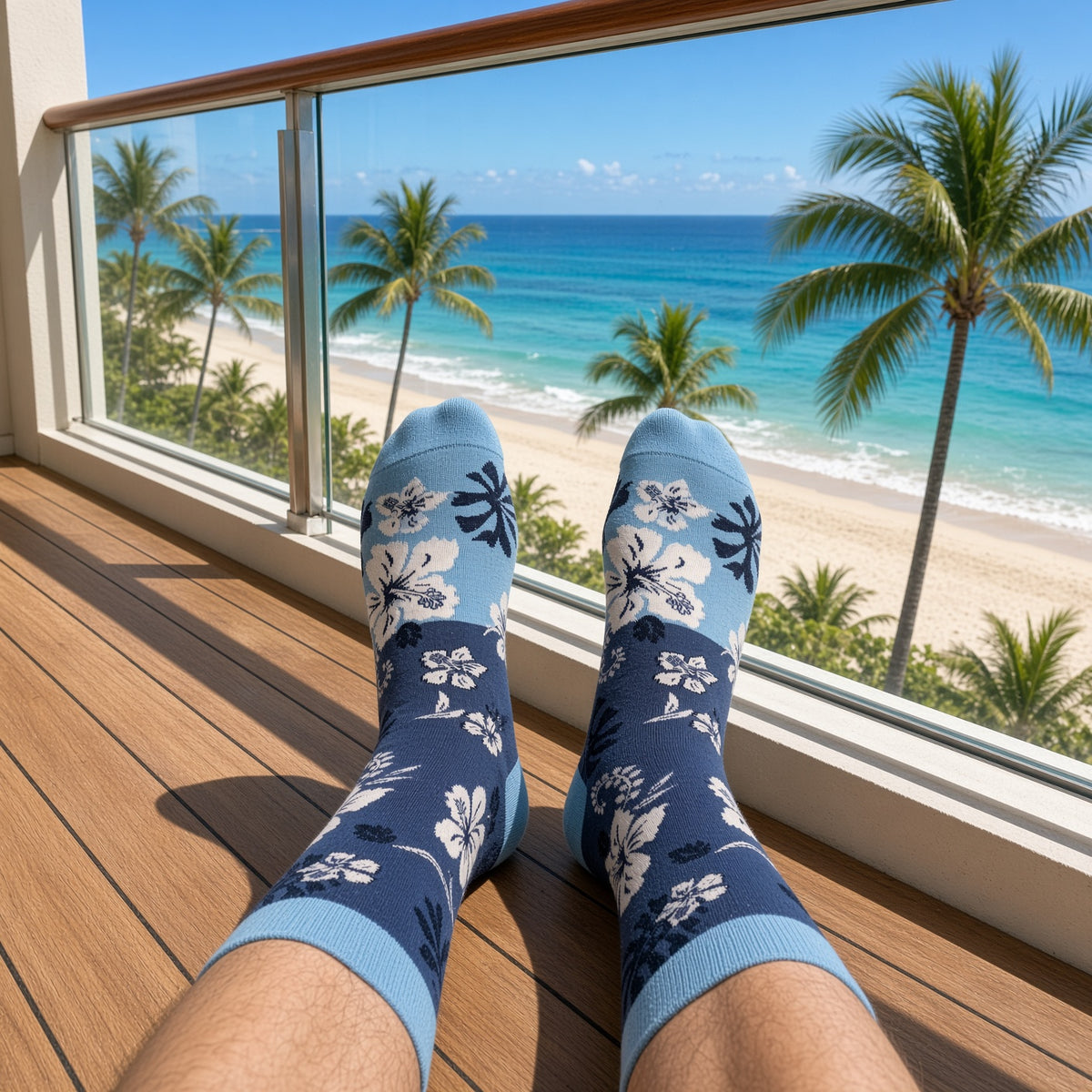 Aloha Hawaiian Floral Hibiscus Pattern Socks (Adult Large)