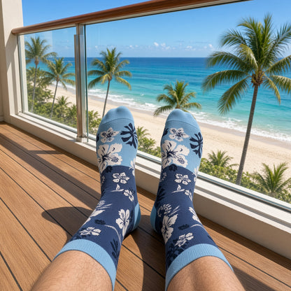 Aloha Hawaiian Floral Hibiscus Pattern Socks (Adult Large)