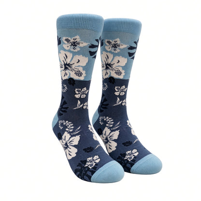 Aloha Hawaiian Floral Hibiscus Pattern Socks (Adult Large)