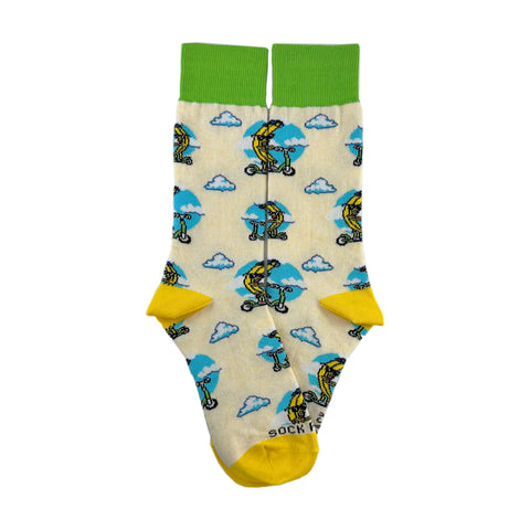 Banana Scooter Socks from the Sock Panda (Adult Small - Shoe Sizes 2-5)