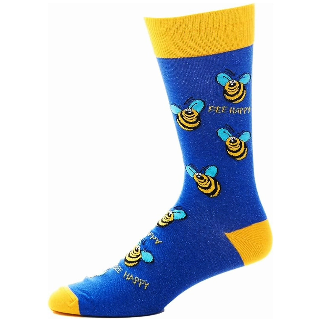 Bee Happy Socks (Adult Large - Men's Shoe Sizes 8-12)