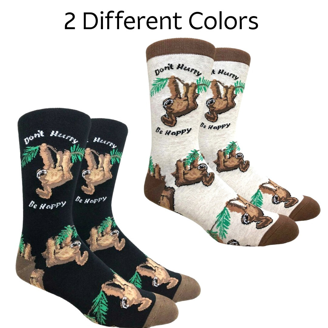Don't Hurry, Be Happy Sloth Socks (Adult Large - Men's Shoe Sizes 8-12)