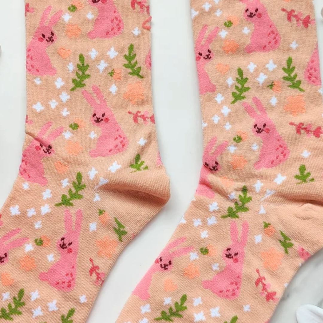 Pink Bunny Rabbit Pattern Socks from the Sock Panda