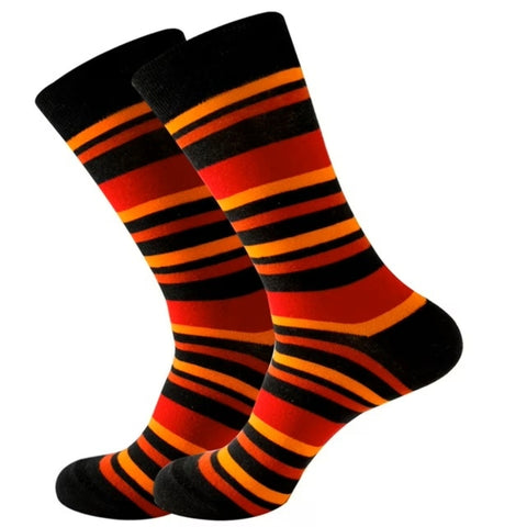 Burnt Orange Red Striped Socks from the Sock Panda (Adult Large)