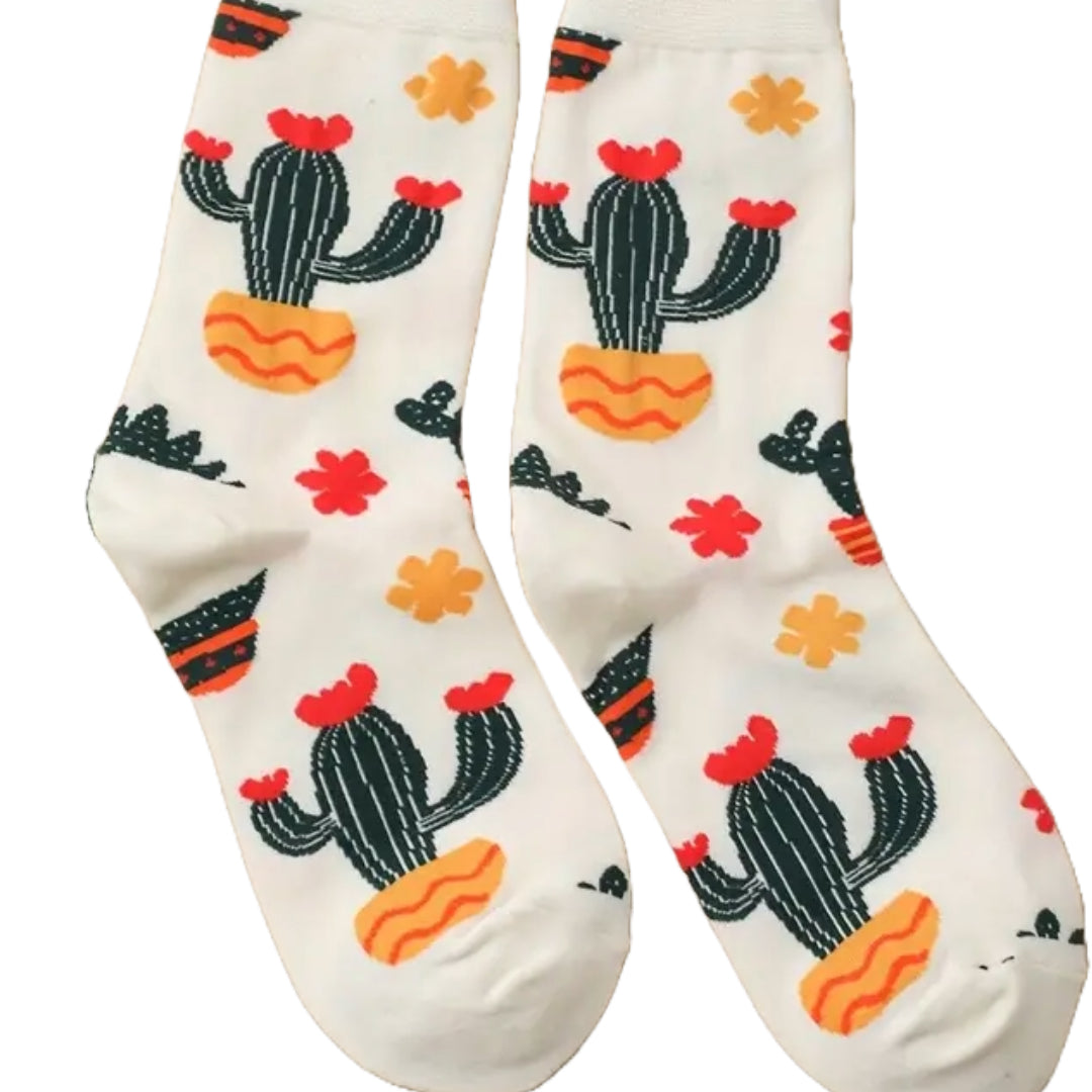 Cactus Pattern Socks (Adult Medium - Women's Shoe Sizes 5-10)