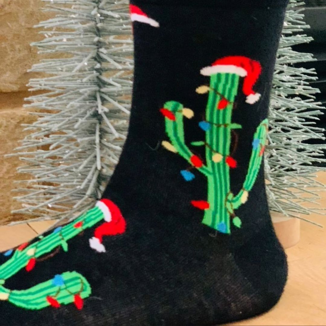 Christmas Cactus Tree Crew Socks