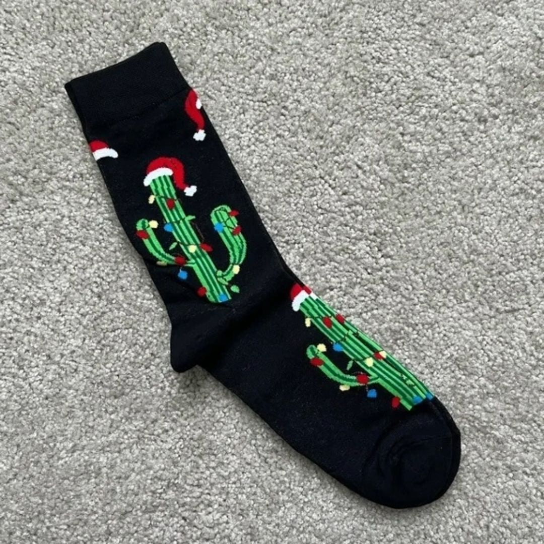 Christmas Cactus Tree Crew Socks