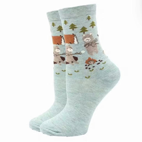 Camping Bears Socks (Adult Medium - Women's Shoe Sizes 5-10)