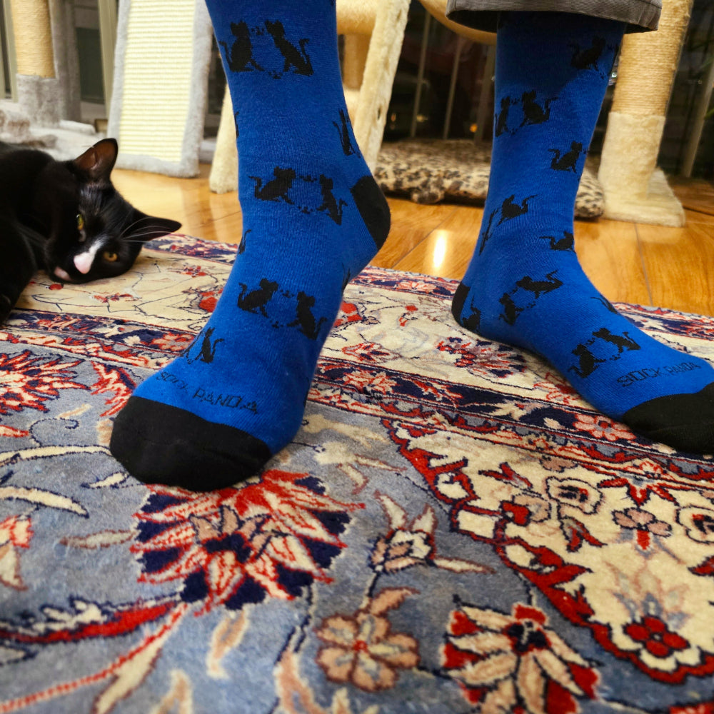 Cat Silhouette Pattern Socks from the Sock Panda (Adult Large - Men's Shoe Sizes 8-12)