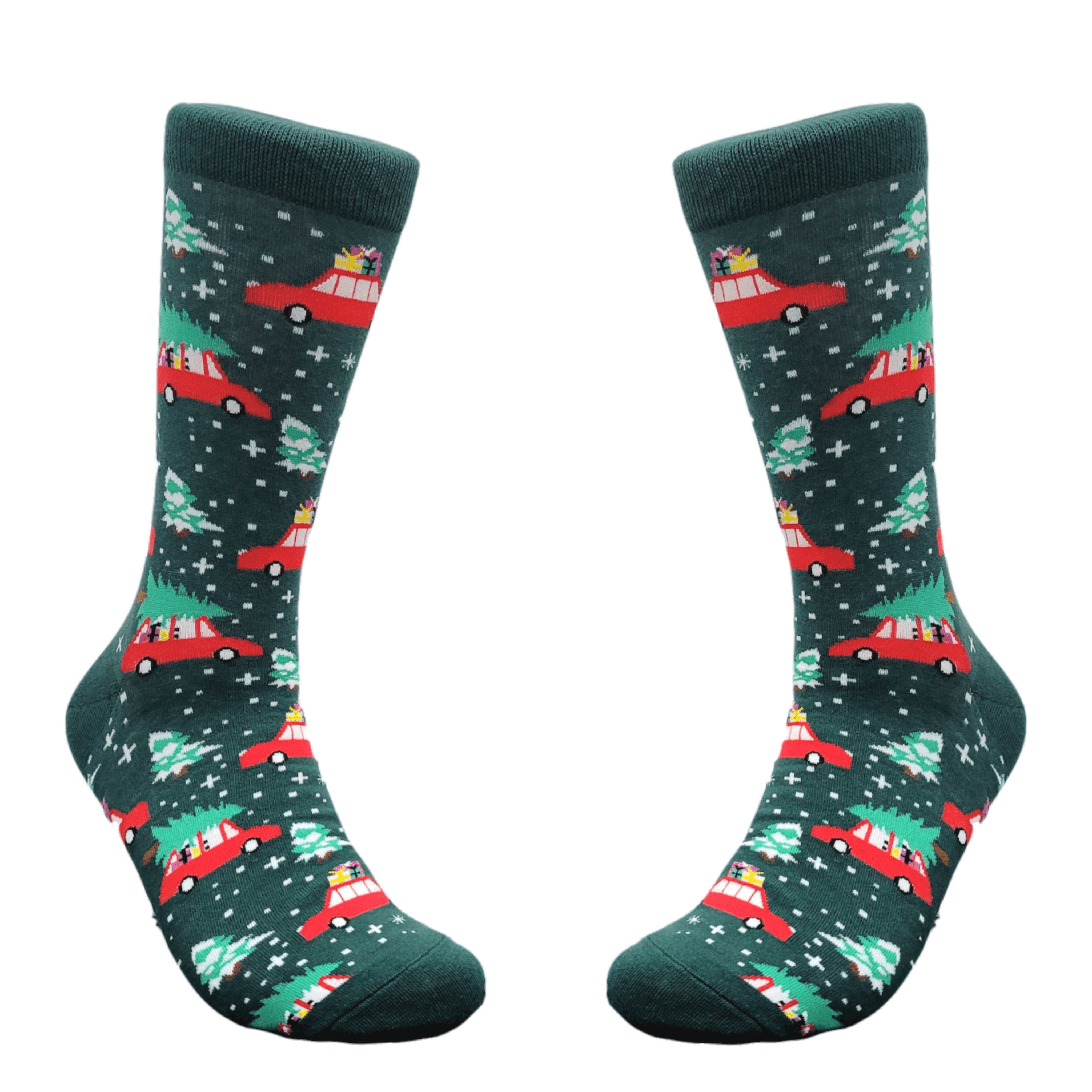 Christmas Tree on a Car Socks from the Sock Panda (Adult Large)