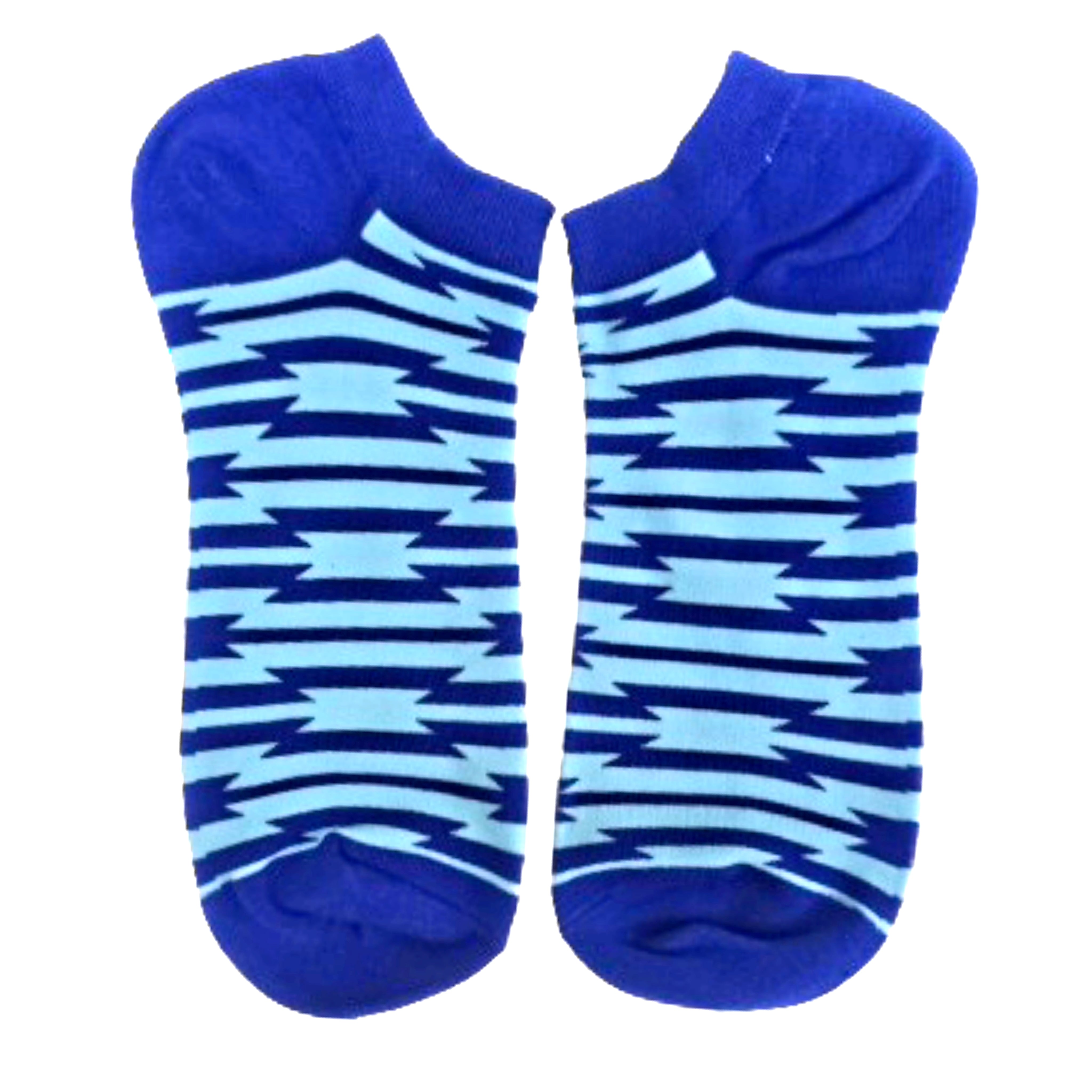 Cool Blue Patterned Ankle Socks (Adult Large - Men's Shoe Sizes 8-12)