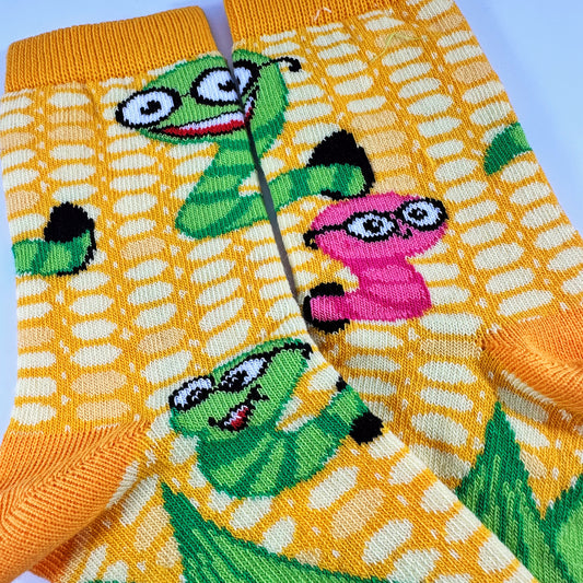 Corn Worm Socks from the Sock Panda (Ages 3-7)